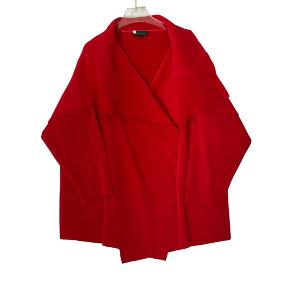 Adolfo Domínguez Pleated beautifully Oversized Collar RED women's Light Cardigan - Picture 6 of 15